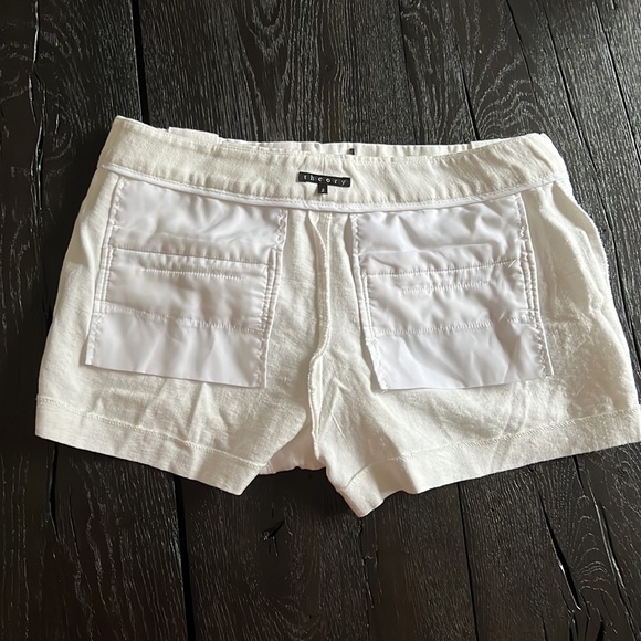Theory classic linen blend soft white shorts sz 2 - Picture 10 of 12
